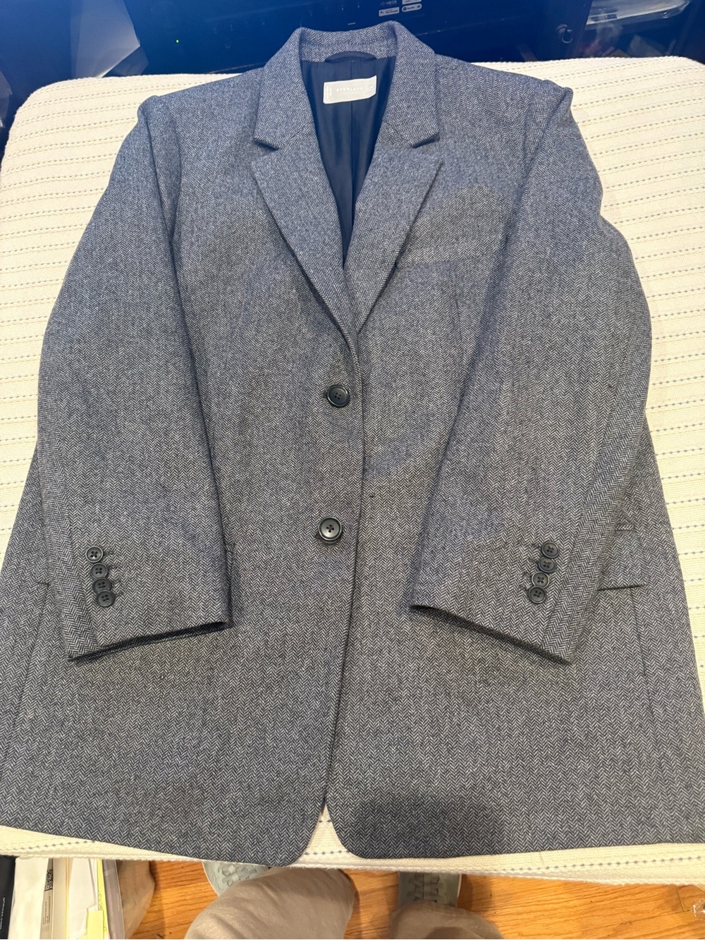 Everlane- Women’s Oversized Gray Herringbone Wool-Blend Blazer- Size 16